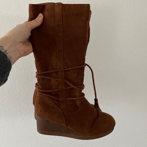 Little girl zip up tall brown boots size 2